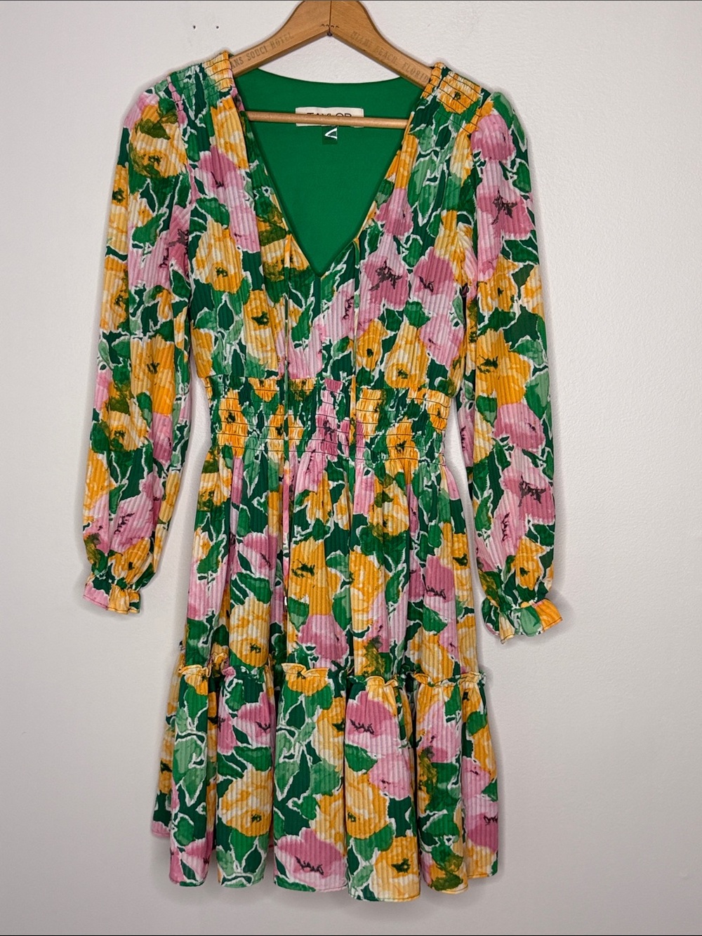 Taylor Bright Green Floral Dress